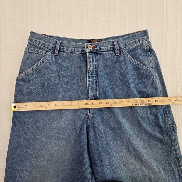 Route 66 Utility Jeans Women's 17/18 Blue Denim Carpenter 6 Pockets Wide Leg EUC - Picture 5 of 16